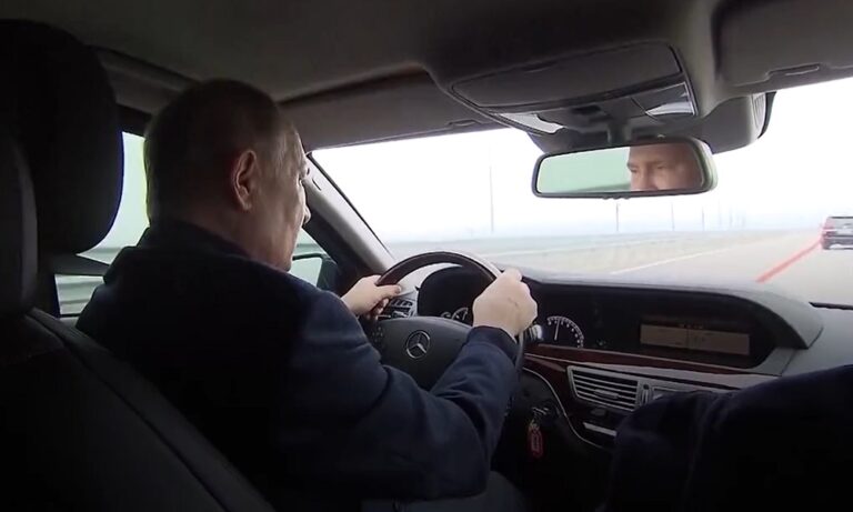 Putin Drives Across The Crimean Bridge First Time After An Explosion In ...